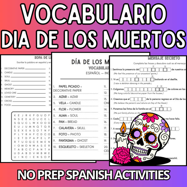 Dรญa de los Muertos vocabulary packet